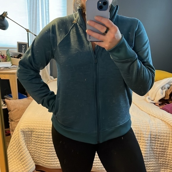 Under Armour Teal Full Zip Fleece Track Jacket EUC - Picture 1 of 11